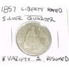 Image 1 : 1857 SEATED LIBERTY SILVER QUARTER DOLLAR VARIETY 1 RESUMED!!