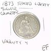 Image 1 : 1873 SEATED LIBERTY SILVER QUARTER DOLLAR VARIETY 4 *RARE EXTRA FINE HIGH GRADE*!!
