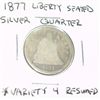 Image 1 : 1877 SEATED LIBERTY SILVER QUARTER DOLLAR VARIETY 4 RESUMED!!