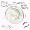 Image 1 : 1966 KENNEDY SILVER HALF DOLLAR *RARE MS-64 HIGH GRADE Bag Marks*!!