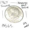 Image 1 : 1967 KENNEDY SILVER HALF DOLLAR *EXTREMELY RARE MS-65 HIGH GRADE