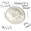 Image 1 : 1967 KENNEDY SILVER HALF DOLLAR *EXTREMELY RARE MS-65 HIGH GRADE!!