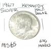 Image 1 : 1967 KENNEDY SILVER HALF DOLLAR *EXTREMELY RARE MS-65 HIGH GRADE!!