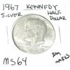 Image 1 : 1967 KENNEDY SILVER HALF DOLLAR *EXTREMELY RARE MS-64 HIGH GRADE!!