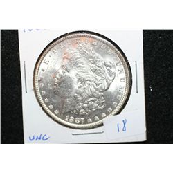 1887 Silver Morgan $1; UNC