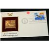 Image 1 : 1981 First Day Issue 22K Gold Replica Stamp W/Postal Stamp; Space Achievement Shuttle Returning to E