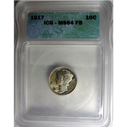 1917 MERCURY DIME ICG MS64FB SUPER!