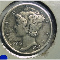 1921 MERCURY DIME XF SCARCE