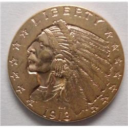 1913 $ 2 1/2 Indian Gold, BU 60, very nice BU