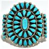 Image 1 : Old Pawn Turquoise Petit Point Cluster Sterling Silver Cuff Bracelet - JB