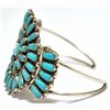 Image 3 : Old Pawn Turquoise Needlepoint Cluster Sterling Silver Cuff Bracelet - PB