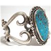Image 2 : Old Pawn Navajo Spider Web Kingman Turquoise Sterling Silver Cuff Bracelet - Mike Platero