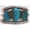 Image 1 : Old Pawn Navajo Spider Web Kingman Turquoise Sterling Silver Cuff Bracelet - Francis
