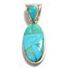 Image 1 : Navajo Turquoise Oval Sterling Silver Pendant - Calvin Begay