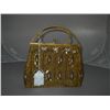 Image 1 : Gold Beaded Evening Bag With Pearls & Rhinestones approx 7" x 7 1/2 to  to top of handle (6")  to cl