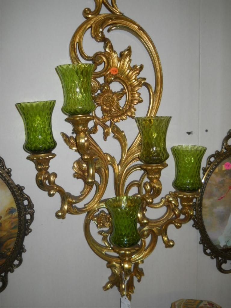 36"x17" gold wall mount 5 tier candle holder