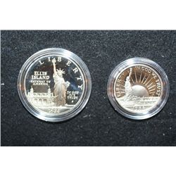 1986-S US Ellis Island Commerative $1 Coin & Ellis Island Commerative Half Dollar; US Liberty Coins 