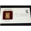 Image 1 : 1982 First Day Issue 22K Gold Replica Stamp W/Postal Stamp; US State Birds and Flowers-Wisconsin Rob