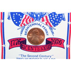 1976-D Bicentennial Lincoln Penny W/Liberty Bell and Map of USA Imprint on Front