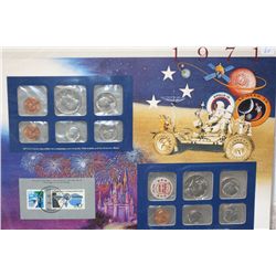 1971 US Mint Coin Set W/Postal Stamp Commerating Mariner 9 Orbits Mars Dated 1993; P,S & D Mints; UN