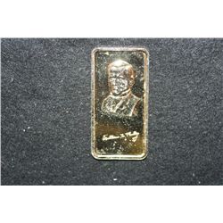 William McKinley-25th President Silver Ingot; .999 Fine Silver 24KT Electro Gold Plated 1 Oz.; The H