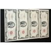 Image 1 : 1953-A United States Note $2; Red Seal; Lot of 4 Consecutive Notes