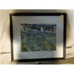 SIGNED, MATTED AND FRAMED COLORFUL HAND PAINTED