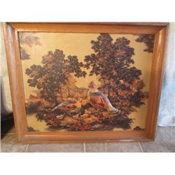 WOOD FRAMED 3D PHEASANTS WITH BABIES