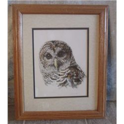 WOOD FRAMED OWL PRINT