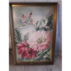 WOOD FRAMED PINK CARNATIONS WATERCOLOR