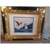 Image 1 : GOLD & BLACK WOOD FRAMED EAGLE & LIGHTHOUSE PRINT