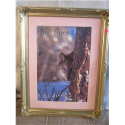 WOOD GOLD FRAMED WILD EYES PRINT