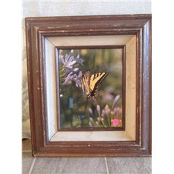 WOOD FRAMED BLACK & YELLOW BUTTERFLY PRINT