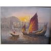 Image 2 : WOOD FRAMED OIL ON CANVAS, ITALIAN BOATS