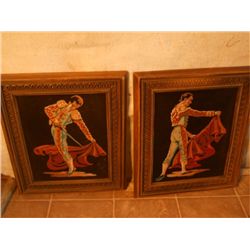 2 VELVET PICTURES BULL FIGHTER