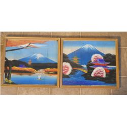 2 ASIAN ARTS ON CLOTH, FRAMED