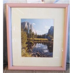PINK WOOD FRAMED MATTED PICTURE OF YOSEMITE