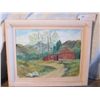 Image 1 : WOOD SHELL FRAMED OIL ON CANVAS TRAIL TO BARN