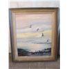 Image 1 : WOOD FRAMED OIL ON CANVAS DUCKS FLYING OVER