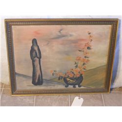 BRONZE WOOD FRAMED OIL ON CANVAS FROM CHAMBER OF