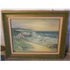 Image 1 : WOOD & CANVAS FRAMED OIL ON CANVAS TIDE CRASHING
