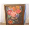 Image 1 : WOOD FRAMED OIL ON CANVAS FLOWER PAINTING