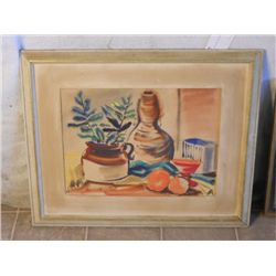 FRAMED & MATTED WATER COLOR ORANGES & TOASTER 1939