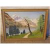 Image 1 : WOOD FRAMED OIL ON CANVAS LAKE TRAILS