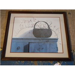 WOOD FRAMED DOUBLE MATTED BERRIES W. WICKER