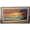 Image 1 : WOOD & CANVAS FRAMED OIL ON CANVAS NICE BEACH