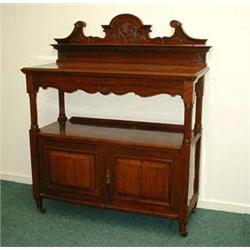 Edwardian walnut two tier buffet, the top tie