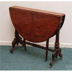 Victorian walnut Sutherland table, the oval f