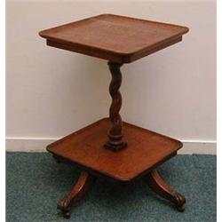 Victorian oak two tier dumb waiter on barleyt