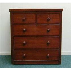 Victorian mahogany chest, fitted two short ab